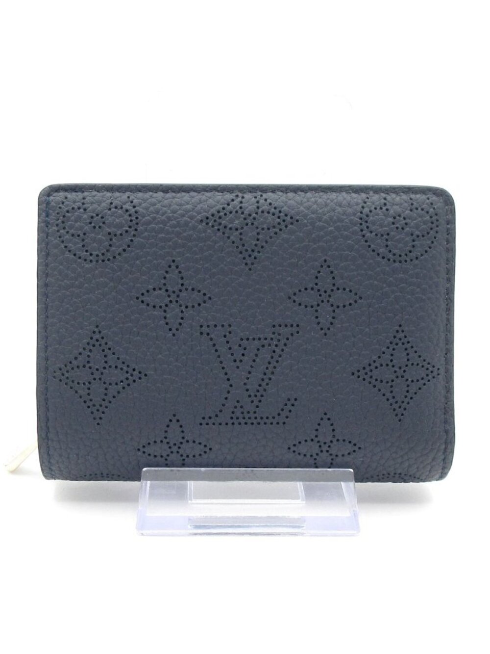 Louis Vuitton Bifold Wallet Mahina Portefeuille Clair Navy Leather Cowhide